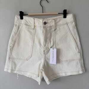 NWT Just Black Denim Utility Cargo Short Off White Shorts Size L
